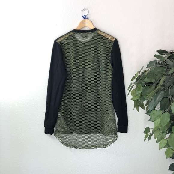 ASOS Black Long Sleeve Shirt With Green Netting - Picture 7 of 7